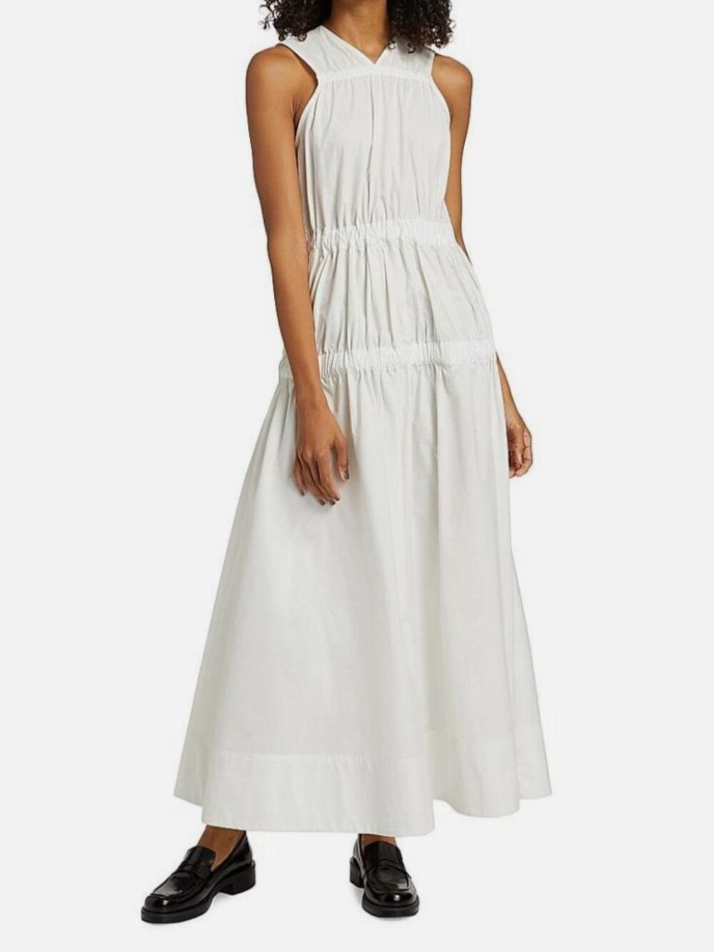 Proenza Schouler Women's White Libby Cotton Poplin V-Neck Maxi Dress Size 8